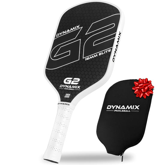 Pickleball Paddles Carbon Fiber Pickleball Paddle G2 (Gen2) 16mm USAPA Raw Carbon Pickleball Racket Pro-Grade Thermoformed Pickle Ball Paddle for Control Power Spin by Dynamix (White White Edge)
