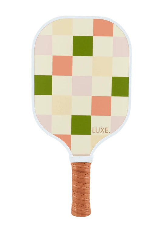 LUXE Pickleball Paddle | Leisure Edition | Cute Fun Stylish Aesthetic Checkered Pickle Ball Paddles with Textured Fiberglass Surface for High Spin | Non-Slip Comfortable Grip (Party Checker)