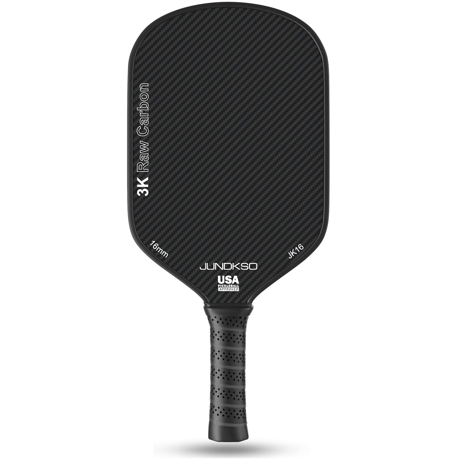 JUNDKSO Pickleball Paddles 3K Raw Carbon Fiber Surface (CFS) High Grit & Spin USA Pickleball Approved Pickle Ball Racket with 16MM Polypropylene Honeycomb Core for Novice and Pro