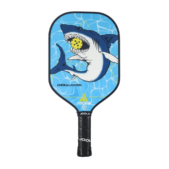 JOOLA Kids Pickleball Paddle - Megalodon Shark Edition - Youth Pickleball Paddle for Children - Lightweight Pickle Ball Racket with Small Grip Pro Style 12mm Polymer Core & Fiberglass Face