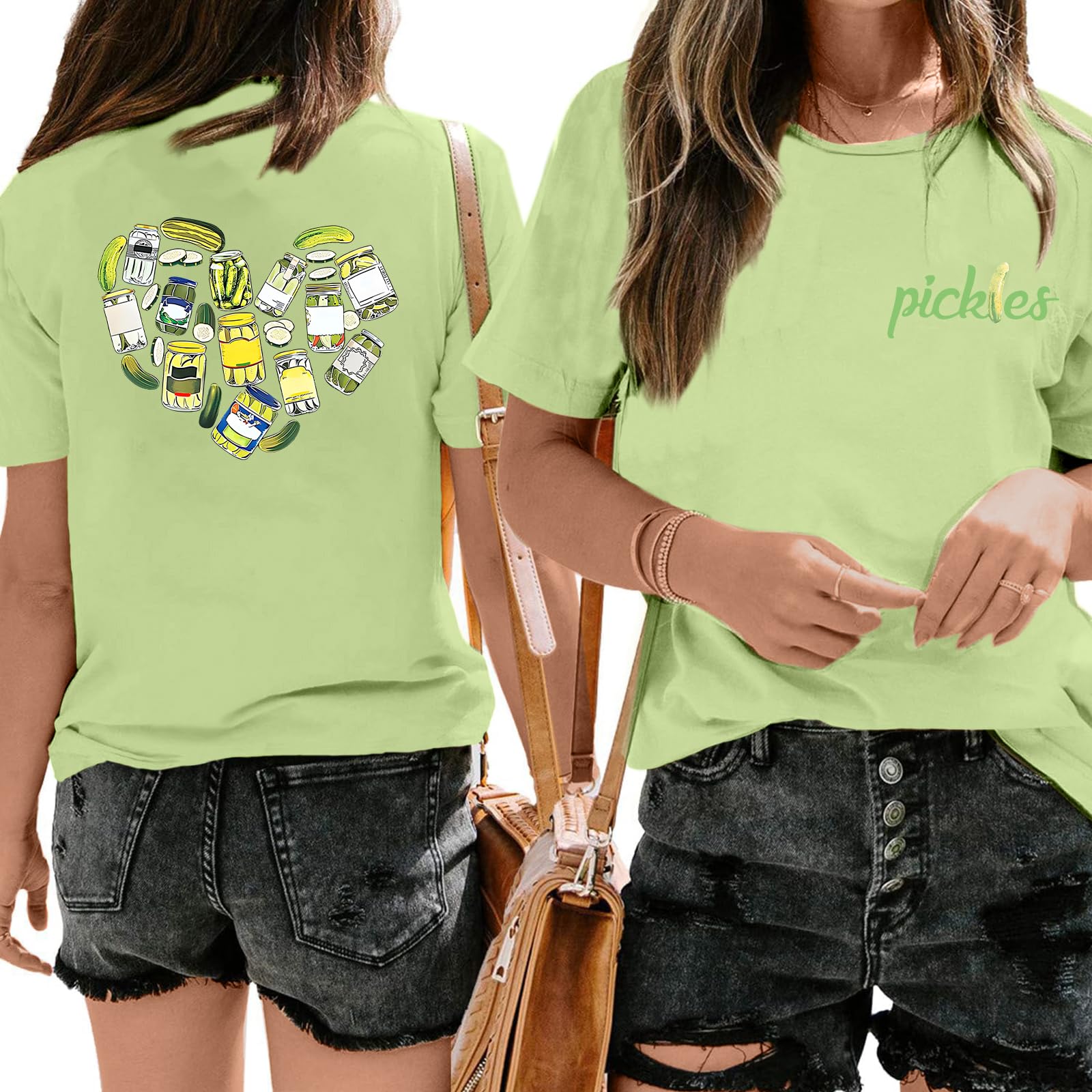 Pairxily Pickle Shirt Funny Pickles Jar Shirts for Women Graphic Vintage Tees Pickling Cucumbers Novelty Short Sleeve Gifts(Light GreenM)
