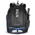 BSLN Pickleball Bag - Large Pickle Ball Sports Backpack with Padded Paddle Pockets & Large Bottom Sack for Shoes - Hanging Fence Hook Storage Compartments for Laptop Insulated Water Bottle (blue)