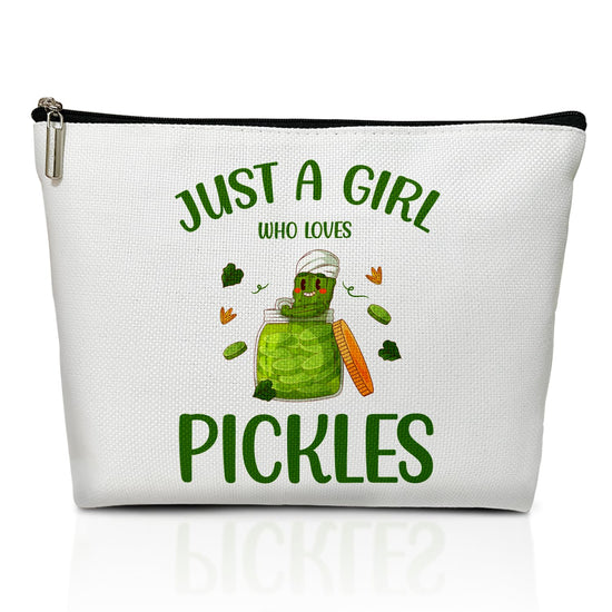 Pickle Makeup Bag Pickle Lover Gifts for Women Pickle Gifts for Daughter Sister Friend Mom Aunt Just A Women Who Loves Pickles Pickle Stuff Cosmetic Zipper Pouch Travel Toiletry Bag -A03