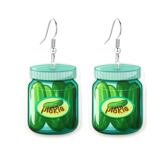 WCRAZYE Pickle Earrings Cucumber Earrings for Women Unique Weird Acrylic Earrings Acrylic Vegetable Fruit Drop Dangling Earring Gag Green Pickle Earrings Funny Jewelry Gifts for Pickle Lovers Gifts (A)