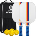 Brooklyn Pickleball Co. | Set of 2 Premium Carbon Fiber Paddles | USAPA Approved | Honeycomb Core Pickle-Ball Paddle | 2024 Pickle Ball Starter Kit Bundle & Travel Case (White)