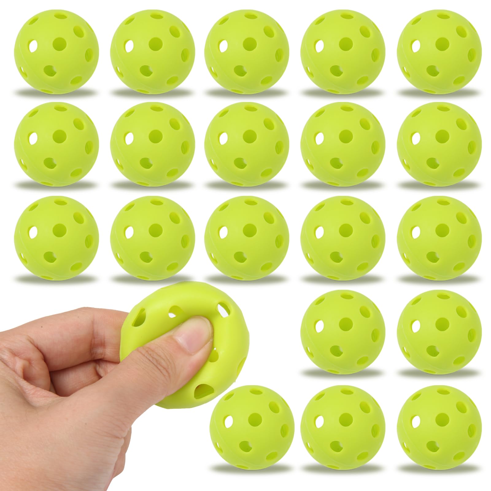 Avesfer 20 PCS Mini Pickleballs (Diameter 42mm) Soft Eva Anti-Crack Hollow Training Pickle Balls Great for Pickleball Drills Green