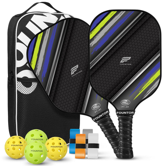 Pickleball Paddles Set of 2 - USAPA Approved Carbon Fiber Pickleball Set with 4 Balls1 Pickleball Bag Lightweight Graphite Pickle Ball Rackets 2 Pack for Men and Women