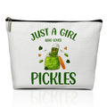 Pickle Makeup Bag Pickle Lover Gifts for Women Pickle Gifts for Daughter Sister Friend Mom Aunt Just A Women Who Loves Pickles Pickle Stuff Cosmetic Zipper Pouch Travel Toiletry Bag -A03