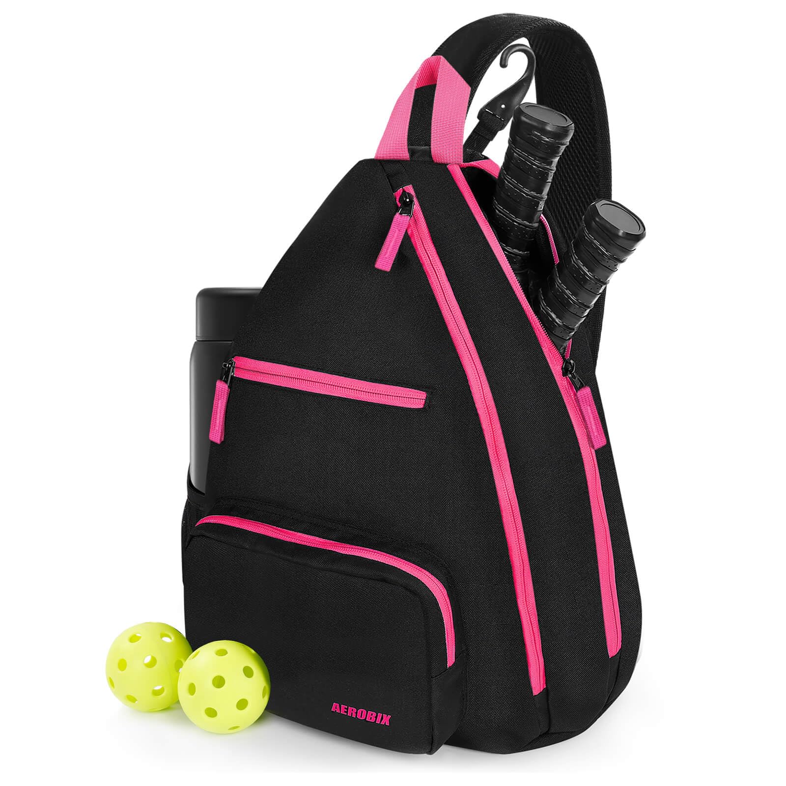AEROBIX Pink Pickleball Bag for Women and Men Pickle Ball Bag with Upgraded Zippers and Capacity Padded Pickleball Backpack Adjustable Pickleball Paddle Bag Pickleball Sling Bag (PINK Bag Only)