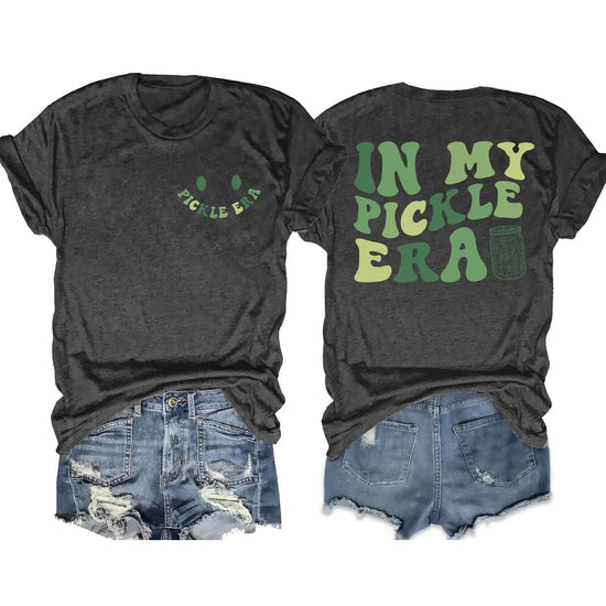 ELDPS Pickle T Shirt Women: in My Pickle Era Shirts Pickle Jar Tee Shirt Funny Cucumbers Graphic Short Sleeve Tops Grey