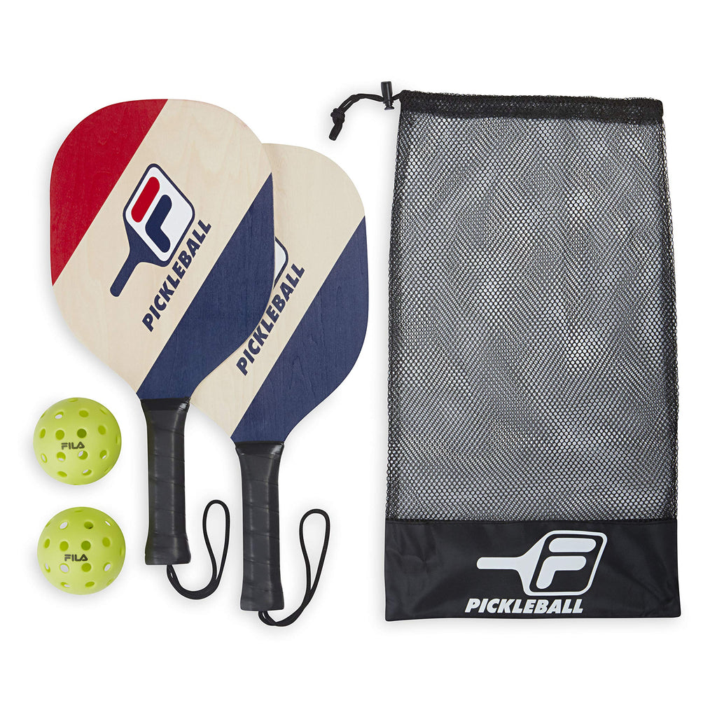 FILA Accessories Pickleball Paddles Set of 2 - Includes 2 Pickle Ball Rackets 2 Outdoor Pickleball Balls Pickle-Ball Raquet Game Equipment Mesh Bag (Deuce)