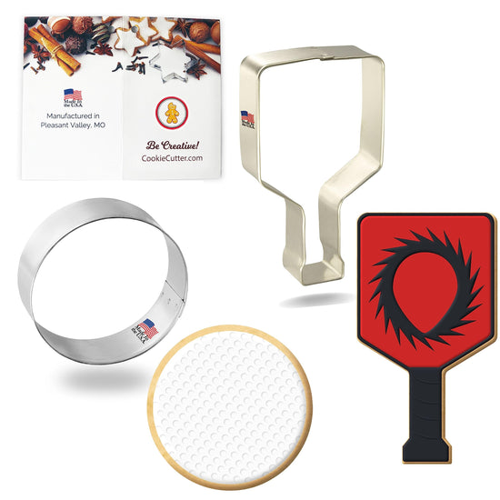 Foose Cookie Cutters Pickle Ball Cookie Cutter 2 Piece Set Pickle Ball 4 in Ball 2.5 in Tin Plate Steel USA Made