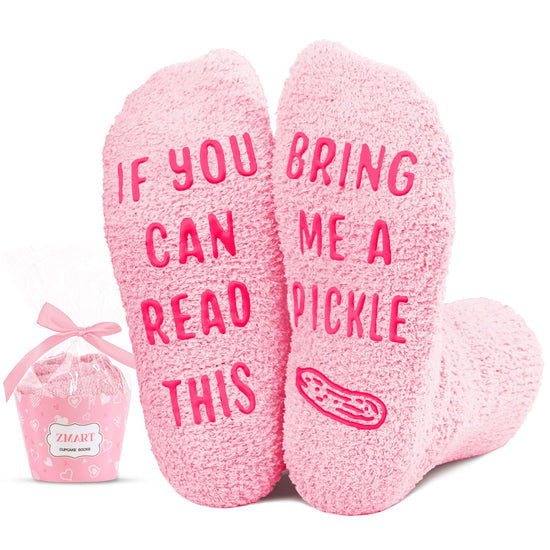 Pickle Gifts Pickle Lover Gifts - Funny Pink Fuzzy Pickle Socks Gifts For Girls 7-9 Years