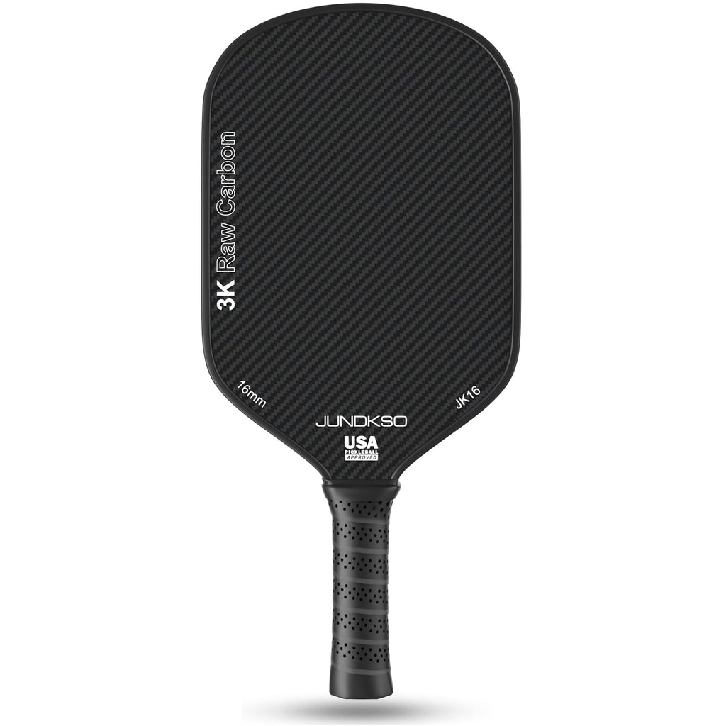 JUNDKSO Pickleball Paddles 3K Raw Carbon Fiber Surface (CFS) High Grit & Spin USA Pickleball Approved Pickle Ball Racket with 16MM Polypropylene Honeycomb Core for Novice and Pro